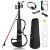 Vangoa Electric Violin Full Size 4/4, Black Silent Electric Violin, Solid Wood Metallic Electric Fiddle with Ebony Fittings, Beginner Kit for Adults Teens