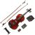 Mendini By Cecilio Violin – MV500+92D – Size 4/4 (Full Size), Black Solid Wood – Flamed, 1-Piece Violins w/Case, Tuner, Shoulder Rest, Bow, Rosin, Bridge & Strings – Adult, Kids