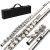 Ktaxon C Flutes with E-split, Orchestra Closed Hole Flute Kit for Beginners & Professionals, 16 Keys Musical Nickel Flute with Hard Case, Cleaning Rod, Cloth, Gloves – Silver