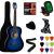 YMC 38″ Blue Beginner Acoustic Guitar Starter Package Student Guitar with Gig Bag,Strap, 3 Thickness 9 Picks,2 Pickguards,Pick Holder, Extra Strings, Electronic Tuner -Blue
